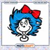 Cute Blue Hair Character with Red Bow PNG Download