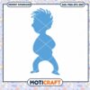 Cute Blue Boy Silhouette PNG Instant Download Design