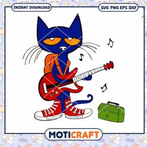 Cool Cat Guitar Player Cute PNG Digital Download Art