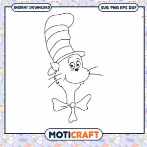 Coloring Page of Cat in the Hat Instant Download PNG
