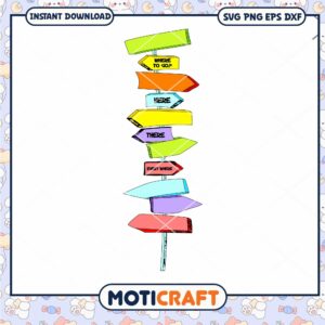 Colorful Directional Signs PNG Instant Download Graphic