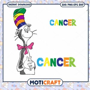 Colorful Cat Graphic for Cancer Awareness PNG Download