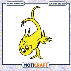 Cheerful Yellow Fish Cartoon PNG Instant Download Design