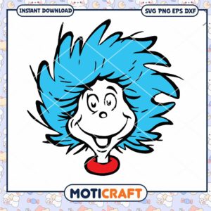 Cheerful Blue Hair Character PNG Instant Download Art