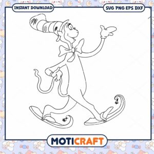 Cat in the Hat Winter Fun Coloring Page PNG Download