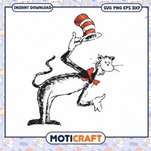 Cat in the Hat Vintage Design Instant Download PNG File
