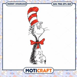 Cat in the Hat SVG PNG Instant Download Art Print