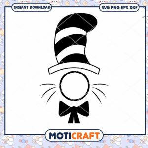 Cat in the Hat Silhouette PNG Instant Download Art Design