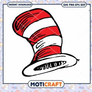 Cat in the Hat Red and White Hat PNG Instant Download
