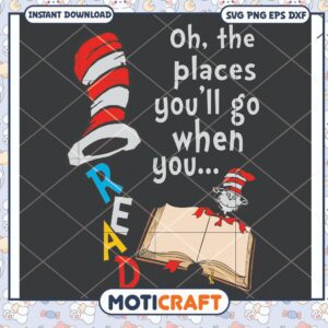 Cat in the Hat Reading Oh the Places Youll Go PNG Art
