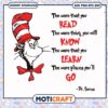 Cat in the Hat Reading Quote Inspirational PNG Download