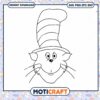 Cat in the Hat Coloring PNG Art for Instant Download