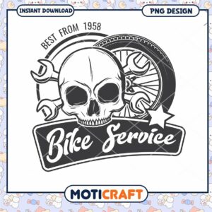 Vintage Skull Bike Service Design Best from 1958 PNG Art