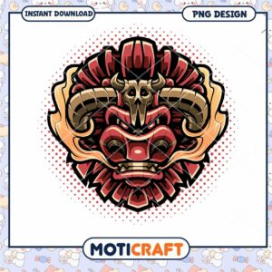 Vintage Skull Mask Design PNG Instant Download Art