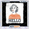 Vintage Hello Graphic PNG with Stylish Retro Woman Design