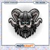 Viking Skull Helmet Design PNG Instant Download Art