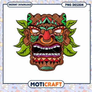 Vibrant Tribal Mask PNG Design for Instant Download Art