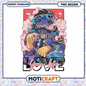 Vibrant PNG Design Your Life Retro Art Instant Download