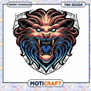 Vibrant Lion Head PNG Design for Instant Download Art