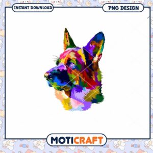 Vibrant German Shepherd Dog PNG Instant Download Art Design