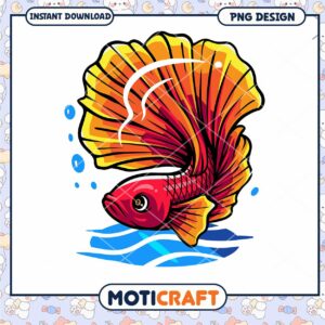 Vibrant Goldfish PNG Design for Instant Download Art