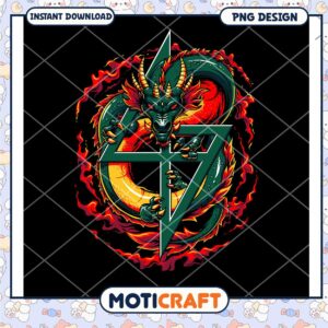 Vibrant Dragon PNG Design with Unique Symbol Artwork