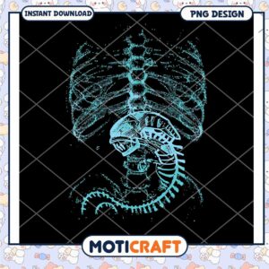 Unique Rib Skeleton Design with Fish PNG Instant Download