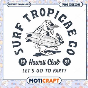 Tropical Surf Bunny Design for Party Theme PNG Download