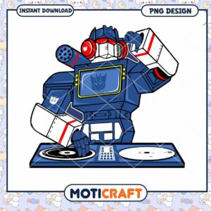 Transforming DJ Robot PNG Design for Instant Download Art