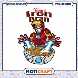Tony's Iron Bran Fun and Unique Breakfast PNG Design