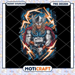 Thunderous Thor PNG Design for Downloadable Art Print