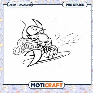 Surfing Lobster PNG Design for Instant Download Fun Art