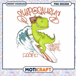 Surfing Dinosaur PNG Design Perfect Waves Instant Download