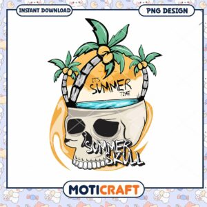 Summer Skull PNG Design for Beach and Vacation Decor