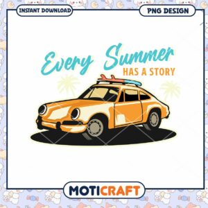 Summer Car Story PNG Design Instant Download for Fun Use