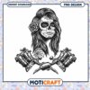 Stylish Skull Woman Tattoo Artist PNG Design for Download