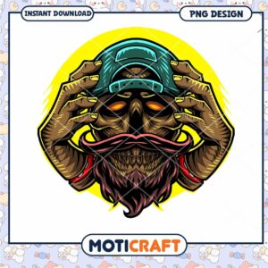 Stylish Skull and Beard PNG Design for Instant Download