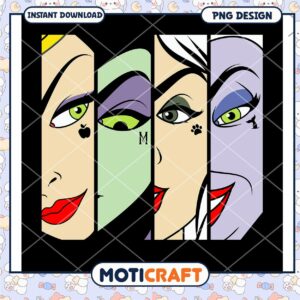 Stylish PNG Design of Four Iconic Female Villains