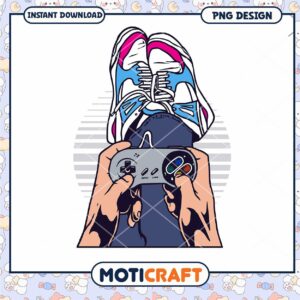 Stylish Gamer Feet with Controller PNG Instant Download Design
