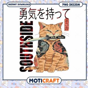 Stylish Cat PNG Design with Japanese Inspiration Download