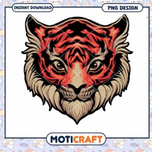 Stunning Red Tiger Head PNG Graphic for Instant Download