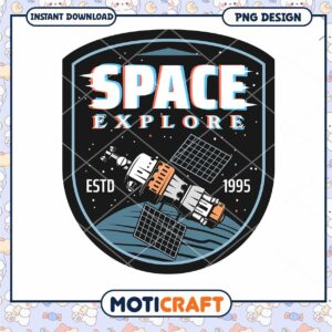 Space Explore Vintage Logo Design for Instant Download PNG