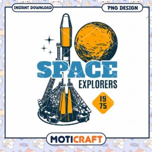 Space Explorers Rocket Design PNG for Instant Download 1975