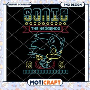 Sonic the Hedgehog PNG Instant Download Cool Retro Design