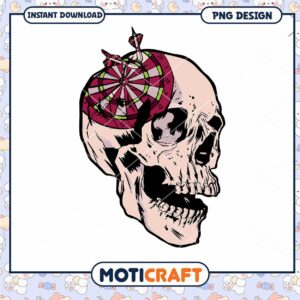 Skull with Dartboard PNG Design for Instant Download