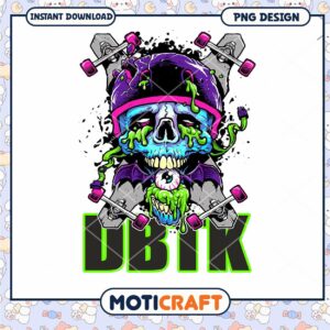 Skull Skateboard PNG Graphic for Instant Download Design