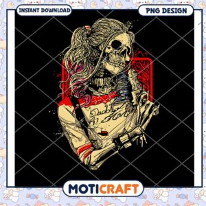 Skull Girl Retro Vintage PNG Art for Instant Download