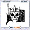 Skull Crown Guitar and Speaker PNG Design Instant Download