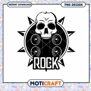 Skull and Speakers Rock Music PNG Design for Download