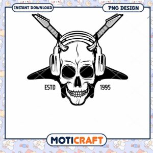 Skull and Headphones Music PNG Design for Instant Download